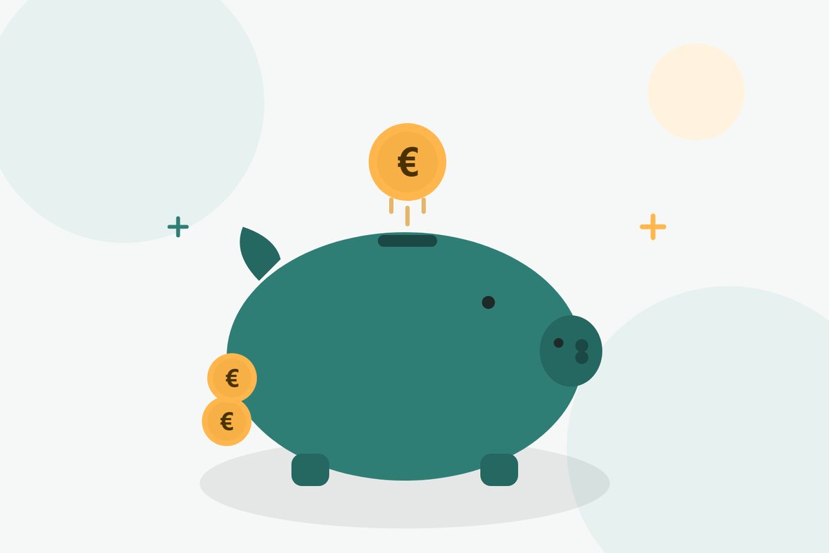 Illustration : tirelire et pieces symbolisant la contribution alimentaire