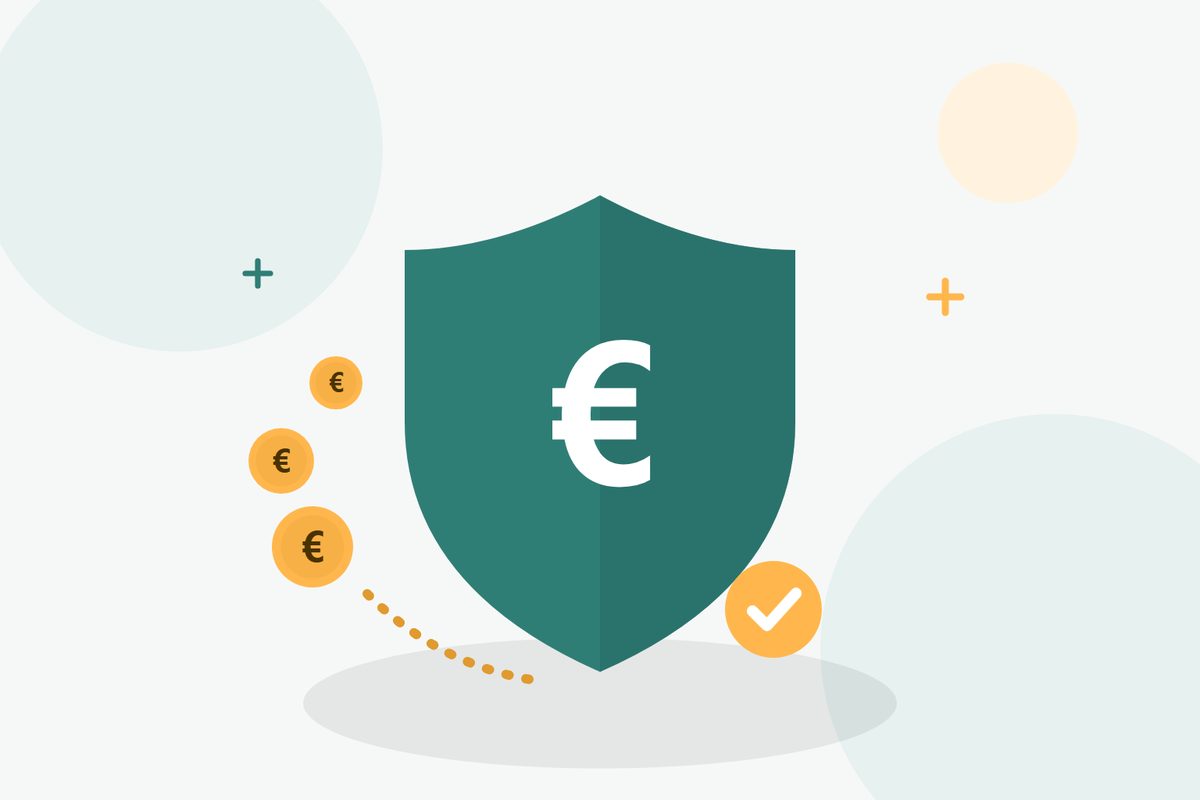 Illustration : bouclier avec symbole euro representant la recuperation d'une pension impayee